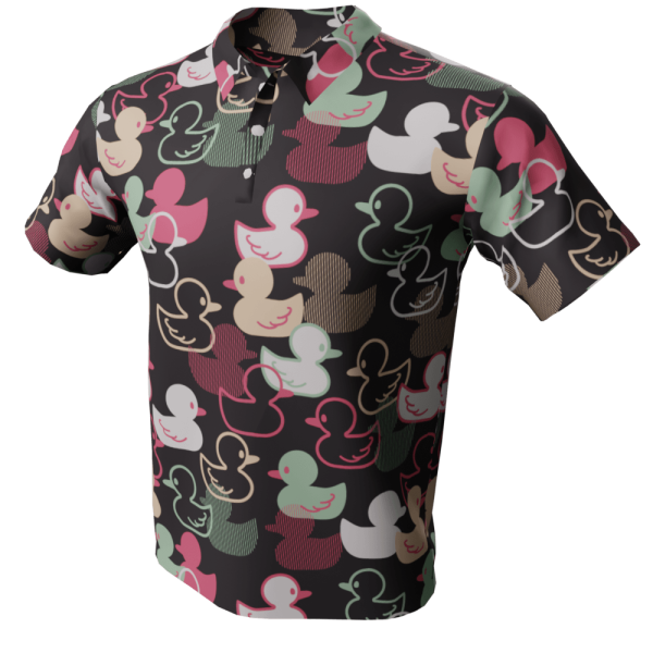 Duck Pattern Polo Golf Shirt - Image 3