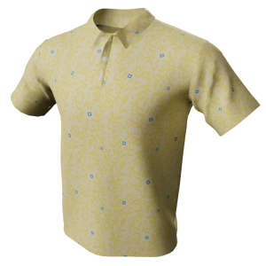 Custom Golf Shirt - Yellow Floral Vines